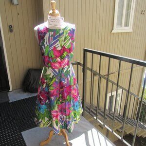 #306  NEW WOMEN'S BRIGHT FLORAL SUMMER DRESS BY COLLECTION  (SIZE 12US / 16UK)
